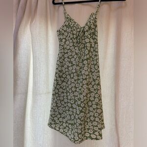 Green and white floral dress